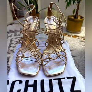 Schultz Heyde Gold Heels Size 8